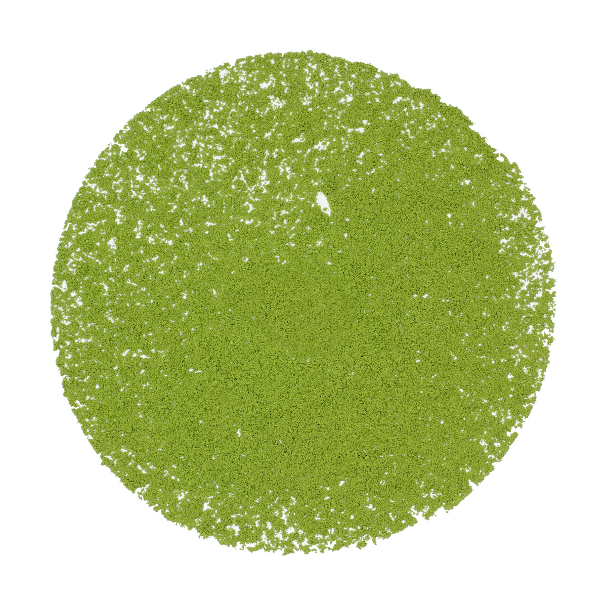 Loose pile of Matcha: Isuzu (Marukyu Koyamaen) on a white background.