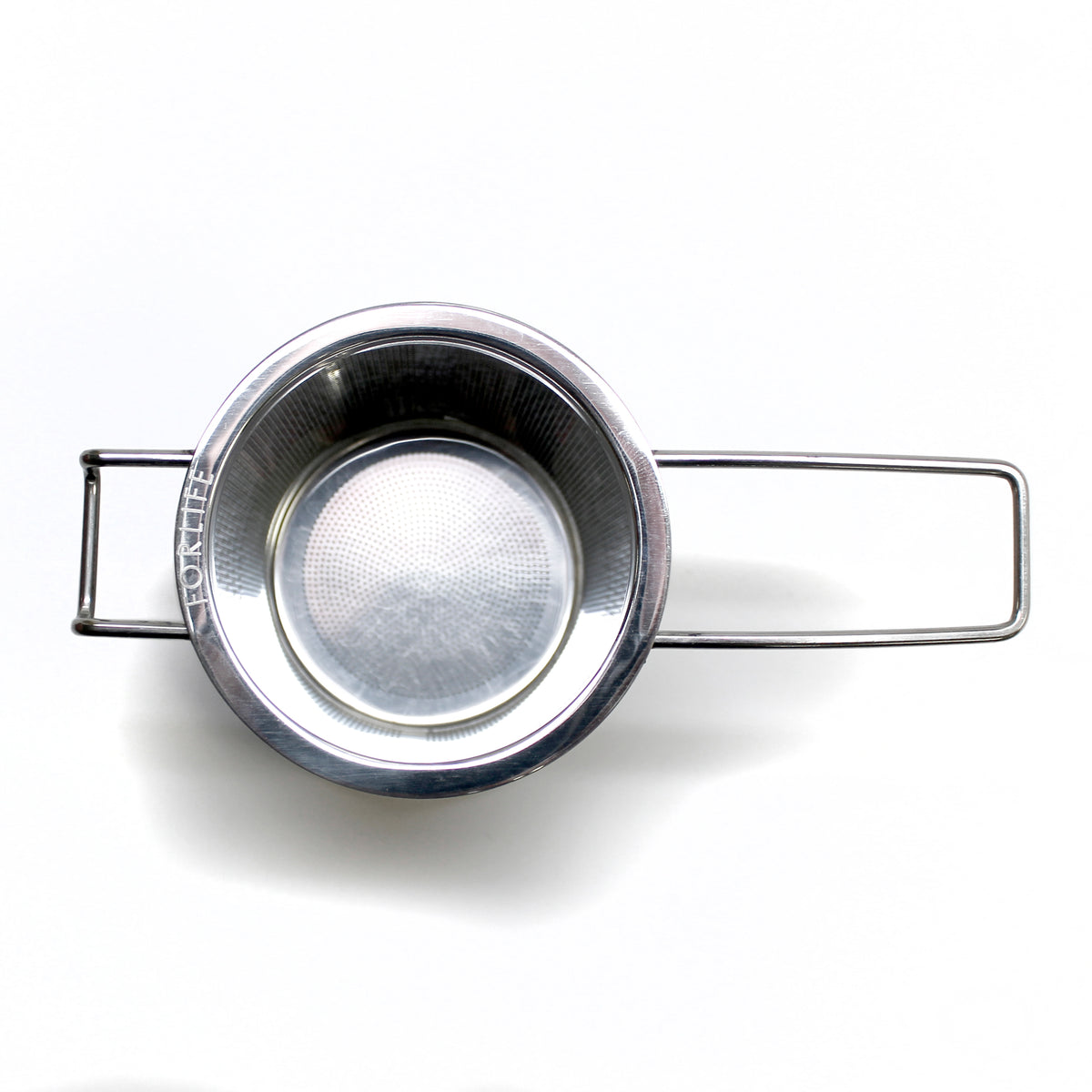 down shot of strainer to see inside.